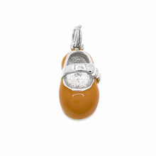 Load image into Gallery viewer, Sterling Silver Rhodium Plated Yellow Colored Baby Shoe Charm