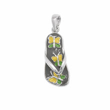 Load image into Gallery viewer, Sterling Silver Rhodium Plated Green Colored Butterfly Sandal Charm