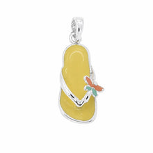 Load image into Gallery viewer, Sterling Silver Rhodium Plated Yellow Dragonfly Sandal Charm