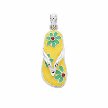 Load image into Gallery viewer, Sterling Silver Rhodium Plated Yellow And Green Flower Sandal Charm
