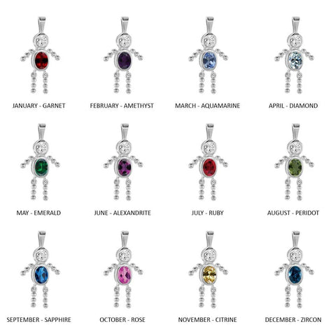 Sterling Silver Round Oval April Birthstone Boy Charm