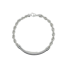 Load image into Gallery viewer, Sterling Silver Hollow Rope Round Bar 4mm Bracelet
