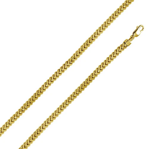 Italian Sterling Silver Gold Plated Franco Chain 7.2 MM with Lobster Clasp Closure