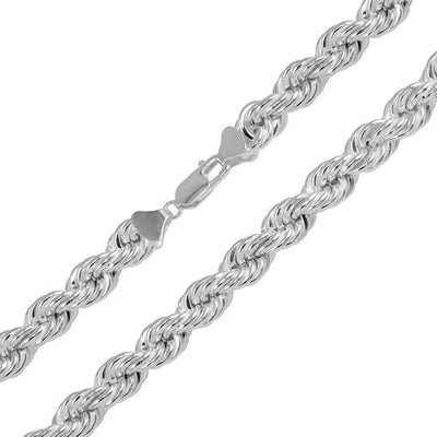 Sterling Silver Hollow 9.5mm Rope Chains