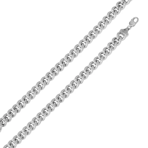Sterling Silver Rhodium Plated Hollow Curb Chain