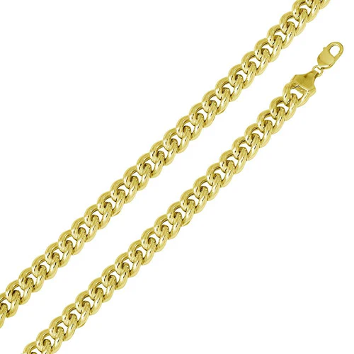 Sterling Silver Gold Plated Hollow 14.5mm Curb Chain
