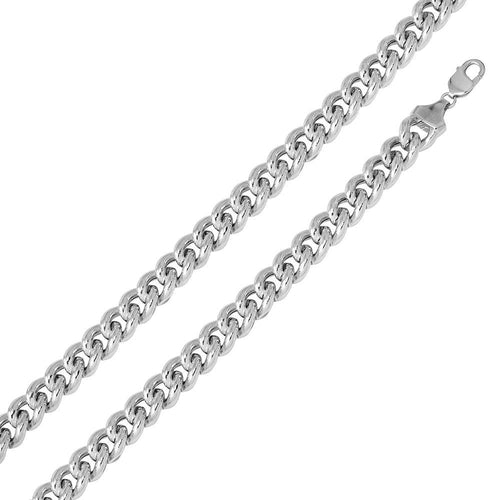Sterling Silver Rhodium Plated Hollow Curb Chain