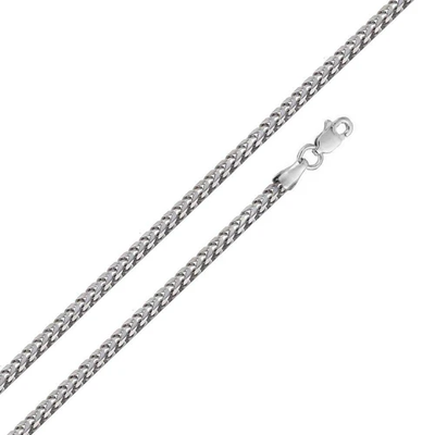 Sterling Silver Rhodium Plated Hollow Round Franco Chain