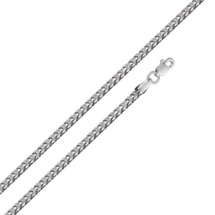 Sterling Silver Rhodium Plated Hollow Round Franco Chain