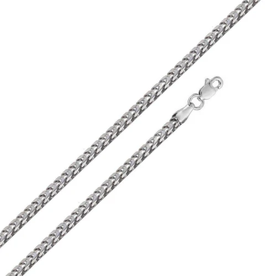 Sterling Silver Rhodium Plated Hollow Round Franco Chain