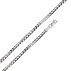 Sterling Silver Rhodium Plated Hollow Round Franco Chain