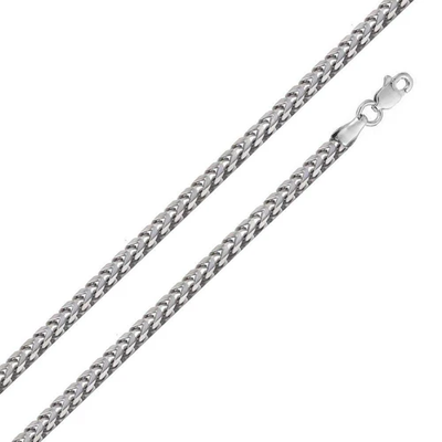 Sterling Silver Rhodium Plated Hollow Round Franco Chain