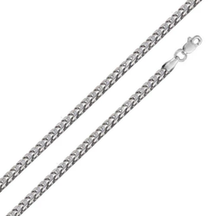 Sterling Silver Rhodium Plated Hollow Round Franco Chain