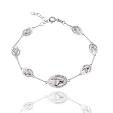 Load image into Gallery viewer, Sterling Silver High Polished Sacred Heart Jesus Medal Adjustable Bracelet