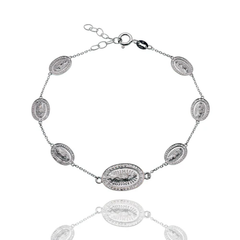 Sterling Silver High Polished Our Lady Of Guadalupe Adjustable Bracelet