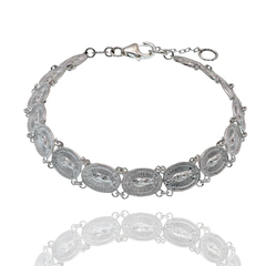 Sterling Silver High Polished Our Lady Of Guadalupe 7mm Link Adjustable Bracelet