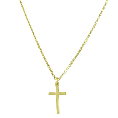 Sterling Silver Gold Plated Cross Pendant With Chain