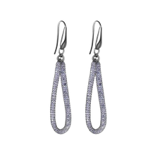 Load image into Gallery viewer, Sterling Silver Rhodium Plated Mesh Crystals Dangling Net Earrings