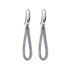 Sterling Silver Rhodium Plated Mesh Crystals Dangling Net Earrings