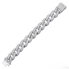 Sterling Silver Rhodium Plated CZ Encrusted Miami Cuban Link Hip Hop Bracelet Width-20.3mm