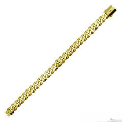 Sterling Silver Gold Plated Miami Cuban Hollow Link Hip Hop Bracelet Width-9.6mm