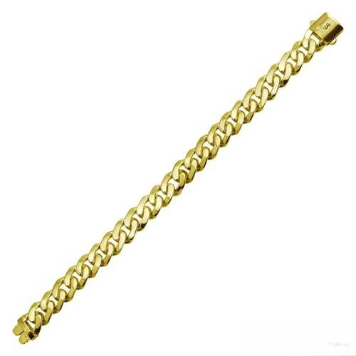 Sterling Silver Gold Plated Miami Cuban Hollow Link Hip Hop Bracelet Width-11.2mm