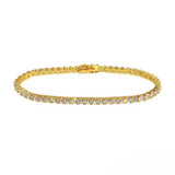 Sterling Silver Gold Plated Round CZ Tennis Bracelet Width-4mm