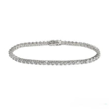 Load image into Gallery viewer, Sterling Silver Rhodium Plated Round CZ Tennis Bracelet Width-4mm