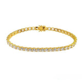 Sterling Silver Gold Plated Round Tennis CZ Hip Hop Bracelet Width-5mm