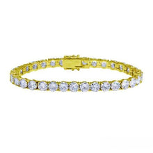 Load image into Gallery viewer, Sterling Silver Gold Plated Round CZ Tennis Hip Hop Bracelet Width-6mm