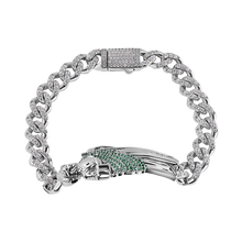 Load image into Gallery viewer, Sterling Silver Rectangle St Jude Clear CZ Studded Cuban Bracelet