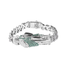 Load image into Gallery viewer, Sterling Silver St Jude Clear CZ Studded Cuban Bracelet