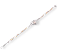 Load image into Gallery viewer, Sterling Silver Three Tone Plated Diamond Cut Heart Guadalupe Clear CZ Adjustable Bracelet