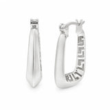 Sterling Silver Rhodium Plated Geometric Greek Key Latch Back Earrings