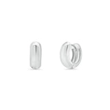 Sterling Silver Rhodium Plated Chunky 6mm Round Huggie Hoop Earrings