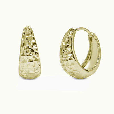 Sterling Silver Gold Plated Diamond Cut Hoop Earrings