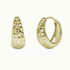 Sterling Silver Gold Plated Diamond Cut Hoop Earrings