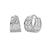 Sterling Silver Rhodium Plated Polished Tube Huggie Hoop Earrings