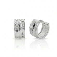 Load image into Gallery viewer, Sterling Silver Rhodium Plated Polished Curved Tube Hoop Earrings