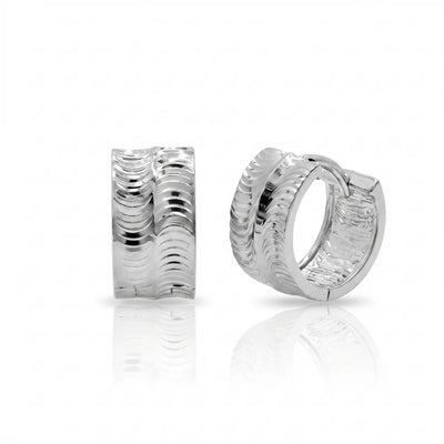 Sterling Silver Rhodium Plated Polished Curved Tube Hoop Earrings