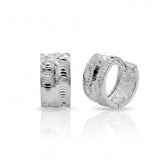 Sterling Silver Rhodium Plated Polished Curved Tube Hoop Earrings