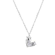 Load image into Gallery viewer, Sterling Silver Rhodium Plated Heart Clear CZ Adjustable Necklace