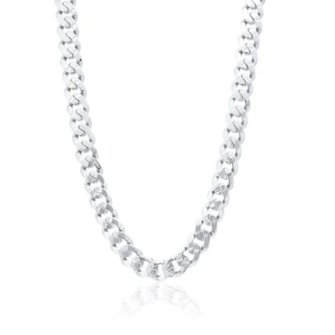 Sterling Silver Rhodium Plated Miami Curb Link Chain Or Bracelet
