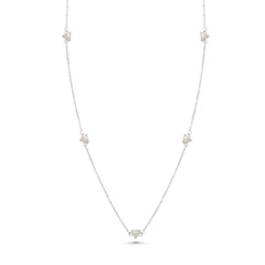 Sterling Silver Rhodium Plated Multi Opal Heart Adjustable Necklace