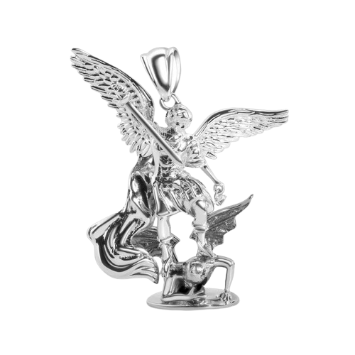 Sterling Silver Saint Michael Archangel Large Pendant