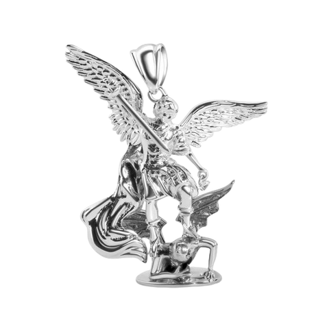 Sterling Silver Saint Michael Archangel Large Pendant