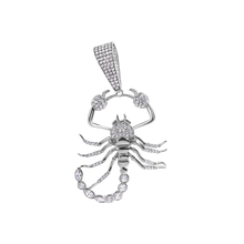 Load image into Gallery viewer, Sterling Silver Rhodium Plated Scorpion Clear CZ Small Pendant
