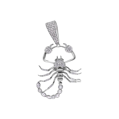 Sterling Silver Rhodium Plated Scorpion Clear CZ Small Pendant