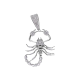 Sterling Silver Rhodium Plated Scorpion Clear CZ Small Pendant