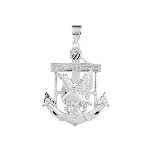 Sterling Silver Diamond Cut Eagle Anchor Pendant